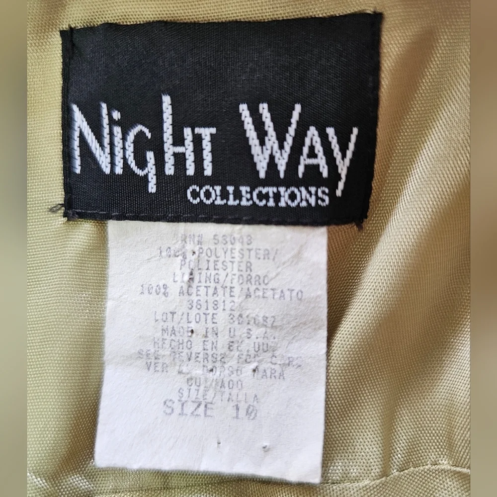 Night Way green satin gown beaded waist elegant formal evening dress 10 - Picture 8 of 12